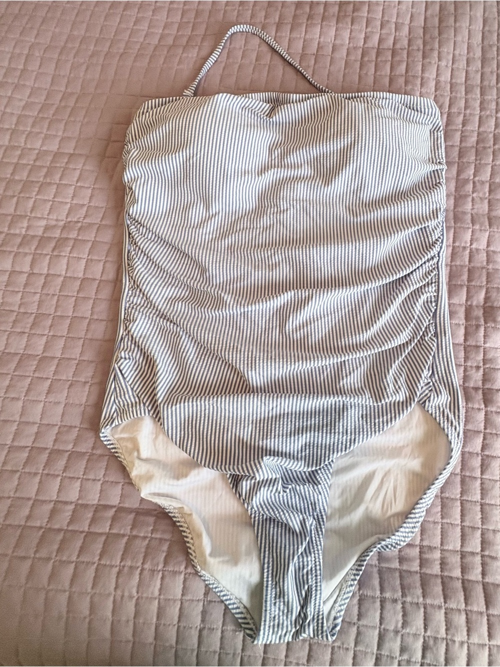 J. Crew White and Blue Striped One-Piece Swimsuit - Picture 2 of 9